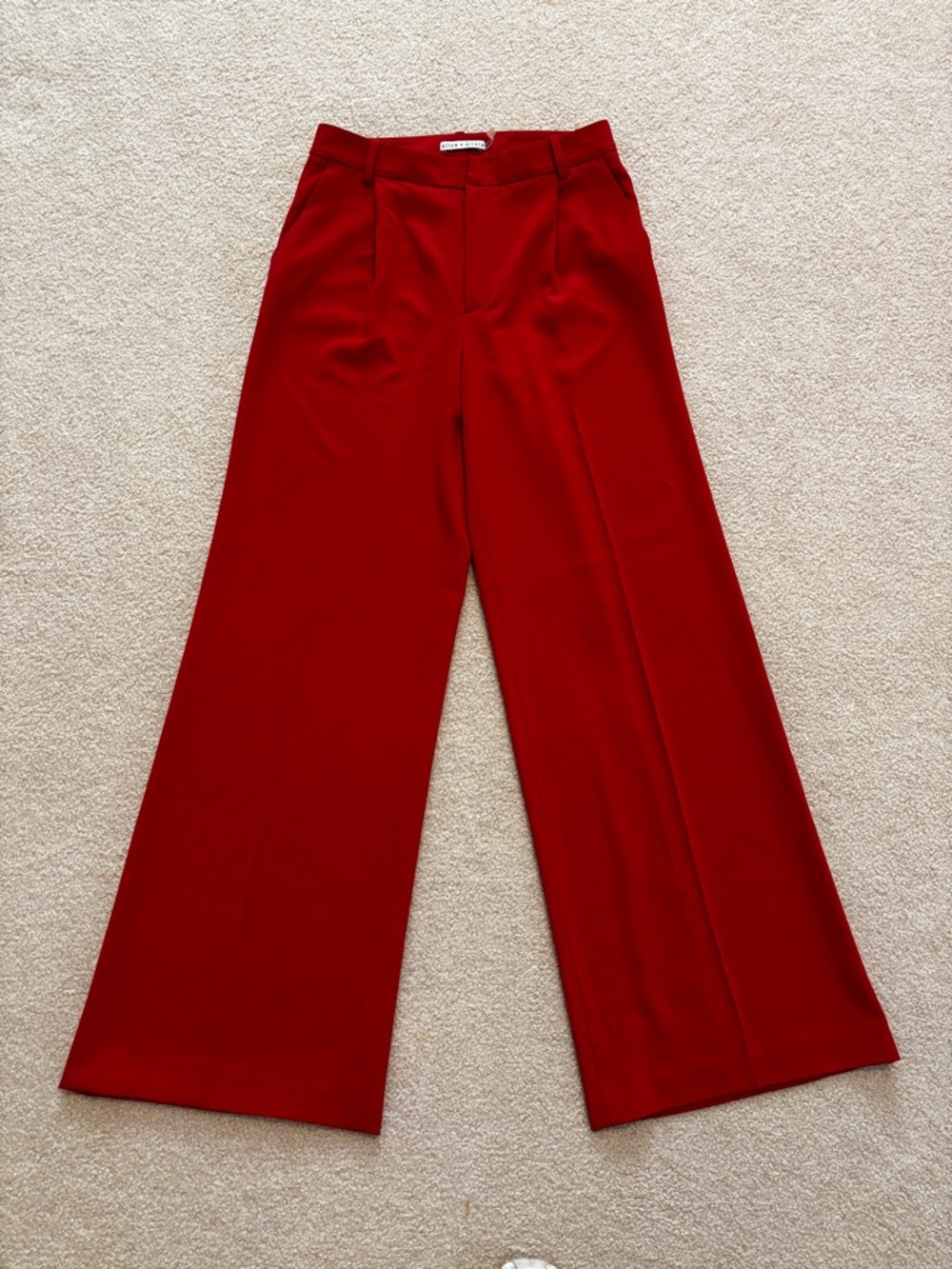 Alice + Olivia Red Wide-Leg Dress Pants